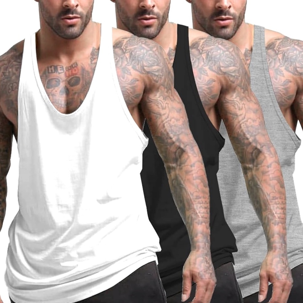 NWT COOFANDY 3 Pack Tank Tops Gym Workout Shirt Y-Back Sleeveless Muscle, Size M